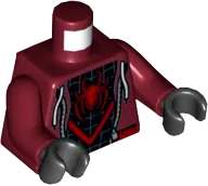 Torso Jacket and Spider-Man Costume Red Spider Pattern &#40;Miles Morales&#41; / Dark Red Arms / Black Hands