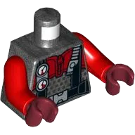 Torso Diving Suit with Red Zipper, Black Harness with Silver Buckle, Gauges, and Regulator Pattern / Red Arms / Dark Red Hands