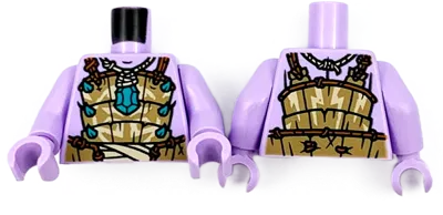 Torso Dark Tan Armor, Dark Turquoise Jewel and Spikes, Dark Orange Ropes Pattern / Lavender Arms / Lavender Hands