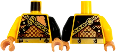 Torso Nougat Fur with Gold Crossbelt and Armor Pattern / Black Arm Left / Bright Light Orange Arm Right / Nougat Hands