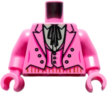 Torso Batman Suit Jacket with Vest, Light Bluish Gray Shirt with Collar and Black Tie Pattern / Dark Pink Arms / Dark Pink Hands