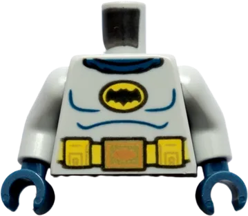 Torso Batman Logo with Muscles, Yellow Utility Belt and Gold Buckle Pattern / Light Bluish Gray Arms / Dark Blue Hands