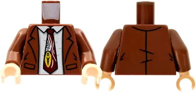 Torso Jacket, White Shirt, Reddish Brown Tie with White and Yellow Design Pattern / Reddish Brown Arms / Light Nougat Hands