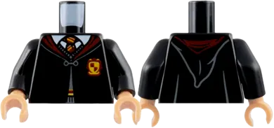Torso Hogwarts Robe Clasped with Gryffindor Crest, Sweater, Shirt and Tie Pattern / Black Arms / Light Nougat Hands