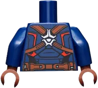 Torso Armor Outline with White Star on Chest, Red and White Stripes Pattern / Dark Blue Arms / Reddish Brown Hands