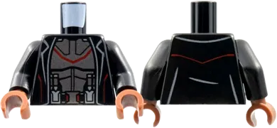 Torso Jacket with Red Stripe, Pearl Dark Gray Armor Pattern / Black Arms / Reddish Brown Hands