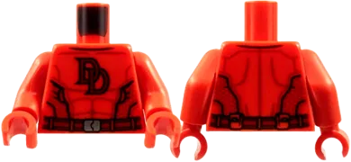 Torso Dark Red &#39;DD&#39;, Muscle Contours and Belt Pattern / Red Arms / Red Hands