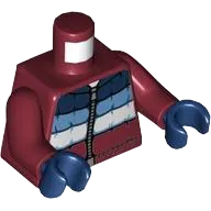 Torso Jacket Padded with Dark Blue, Medium Blue, and White Panels and Zipper Pattern / Dark Red Arms / Dark Blue Hands