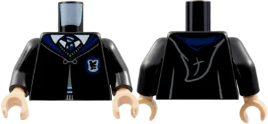 Torso Hogwarts Robe Clasped with Ravenclaw Crest, Sweater, Shirt and Tie Pattern / Black Arms / Light Nougat Hands