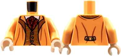 Torso Suit Jacket, Copper Lapels and Vest with Lime Filigree, Dark Red Ascot Pattern / Nougat Arms / Light Nougat Hands
