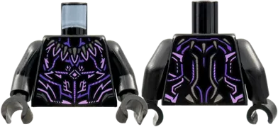 Torso Armor with Dark Purple and Lavender Trim, Pearl Dark Gray Claw Necklace Pattern / Black Arms / Black Hands