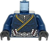 Torso Armor and Robe with Bright Light Orange Trim, Silver Belt with Buckle and Daggers Pattern / Dark Blue Arms / Black Hands