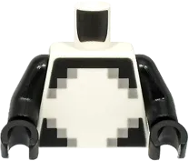 Torso Pixelated Light Bluish Gray and Black Stripes and Corners, Large Square on Back Pattern / Black Arms / Black Hands