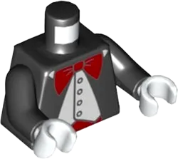 Torso Jacket Formal with White Vest, White Shirt and Large Red Bow Tie Pattern / Black Arms / White Hands