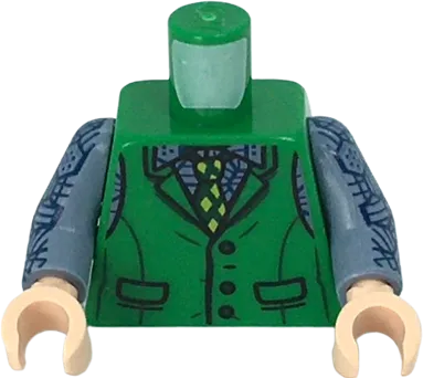 Torso Batman Vest, Sand Blue Shirt, Dark Green and Lime Tie Pattern &#40;Joker&#41; / Sand Blue Arms with Dark Blue Hexagons Pattern / Light Nougat Hands