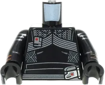 Torso Silver Armor and Belt with Red Dots Pattern &#40;SW Fennec Shand&#41; / Black Arms with Orange and Silver Stripes Pattern / Black Hands