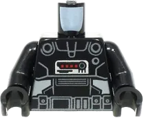 Torso SW Armor Dark Trooper with Silver Lines and Belt, Red Squares and Light Bluish Gray Panels Pattern / Black Arms / Black Hands