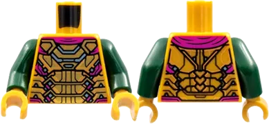 Torso Armor, Magenta Cape, Silver and Medium Nougat Trim Pattern / Dark Green Arms / Pearl Gold Hands