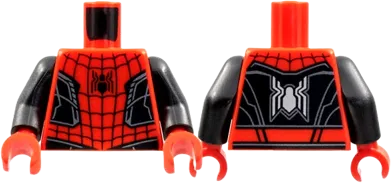 Torso Spider-Man Black Spider, Webbing and Vest, Silver Trim Lines Pattern / Black Arms / Red Hands