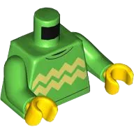 Torso Sweater with Tan Zigzag Lines Pattern / Bright Green Arms / Yellow Hands