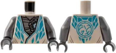 Torso Tunic, Flat Silver Robot Chest, Medium Azure Diamond Trim and Core Logo on Back Pattern / Flat Silver Arms / Dark Bluish Gray Hands