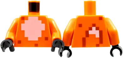 Torso Minecraft Skin with Pixelated White Fur Belly, Fox Tail on Back Pattern / Orange Arms / Black Hands