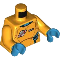 Torso Spacesuit, Dark Azure Neck and Straps, Classic Space Logo, Silver Pin Pattern / Bright Light Orange Arms / Dark Azure Hands
