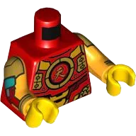 Torso Armor Dark Red and Gold Plates, Chinese Logogram &#39;?&#39; &#40;Sky&#41; Pattern / Bright Light Orange Arms with Armor Pattern / Yellow Hands