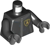 Torso Race Suit, Zipper and Lamborghini Logo Pattern / Black Arms / Dark Bluish Gray Hands