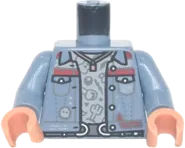 Torso Jacket with Pockets, Red Trim and Star over Light Bluish Gray Shirt, Belt with Silver Buckles Pattern / Sand Blue Arms / Nougat Hands