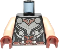 Torso Female Armor with Silver Circles Pattern &#40;Mighty Thor&#41; / Light Nougat Arms / Reddish Brown Hands