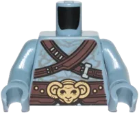 Torso Alien Bare Chest with Dark Brown Diagonal Belts and Gold Ram Pattern / Sand Blue Arms / Sand Blue Hands