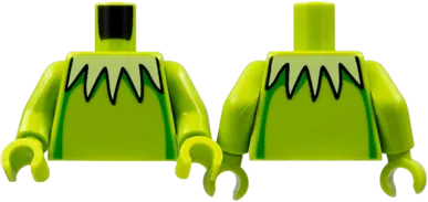 Torso Yellowish Green Collar with 5 Sharp Scallops, Green Stripes Down Sides Pattern / Lime Arms / Lime Hands