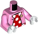 Torso Open Jacket with Button over Red Dress with White Polka Dots Pattern / Bright Pink Arms / White Hands