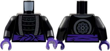 Torso Robe with Silver Hem over Armor, Dark Purple Sash, Flower Emblem on Back Pattern / Black Arms / Dark Purple Hands
