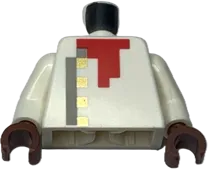 Torso Pixelated Chef's Jacket with Light Bluish Gray Trim and Wrinkles, 4 Gold Buttons, and Red Neckerchief Pattern / White Arms / Reddish Brown Hands