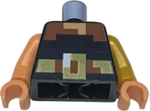 Torso Pixelated Nougat Neck, Reddish Brown, Gold and White Belt with Buckle Pattern / Pearl Gold Arm Left / Nougat Arm Right / Nougat Hands