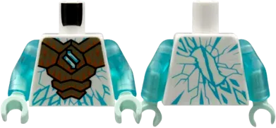 Torso Gold Armor with Dark Orange Crystals, Medium Azure Ninjago Logogram 'Z' and Ice Crystals Pattern / Trans-Light Blue Arms / Light Aqua Hands