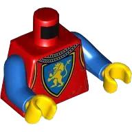 Torso Castle Surcoat, Silver Chain Mail Collar, Yellow Lion with Raised Foot on Blue Shield Emblem Pattern / Blue Arms / Yellow Hands