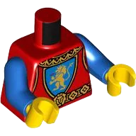 Torso Castle Surcoat, Gold Collar and Belt, Lion with Raised Foot on Blue Shield Emblem Pattern / Blue Arms / Yellow Hands