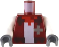 Torso Pixelated Jacket with Dark Brown Trim, Red Bandana, and Silver Star over White Shirt Pattern / White Arms / Dark Bluish Gray Hands