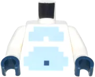 Torso Pixelated Bright Light Blue Bare Chest and Dark Blue Belly Button Pattern / White Arms / Dark Blue Hands