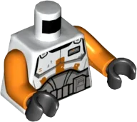 Torso SW Armor Clone Trooper Commander with Light Bluish Gray and Orange Markings and Belt with Boxes Pattern &#40;Cody&#41; / Orange Arms / Black Hands