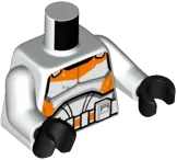Torso SW Armor Clone Trooper with Orange and Light Bluish Gray 212th Legion Markings Detailed Pattern / White Arms / Black Hands