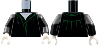 Torso Robe, White Neck, Green Hems and Gathers Pattern / Black Arms / White Hands