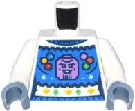 Torso Blue Holiday Sweater with Medium Lavender Thanos Head and Infinity Stones, Heart with Gamora and Thanos on Back Pattern / White Arms / Sand Blue Hands