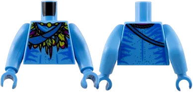 Torso Na'vi with Blue Markings and Sash, Magenta and Yellow Feathers Mantle and Necklace, and Silver Spots Pattern / Medium Blue Arms Long / Medium Blue Hands