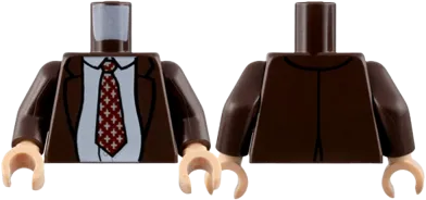 Torso Jacket over White Shirt, Dark Red Tie with Crosses Pattern / Dark Brown Arms / Light Nougat Hands