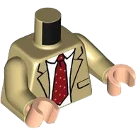 Torso Suit Jacket, White Shirt, Dark Red Tie with Squares Pattern / Tan Arms / Light Nougat Hands