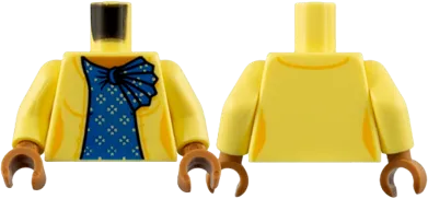 Torso Female Jacket, Medium Nougat Neck, Blue Shirt with Ruffle, Flowers Pattern / Bright Light Yellow Arms / Medium Nougat Hands